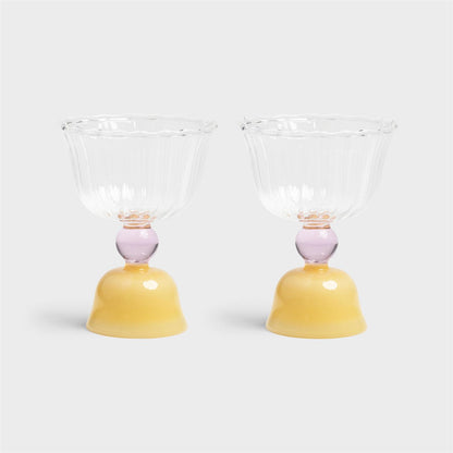 Glass Tulip caramel set of 2