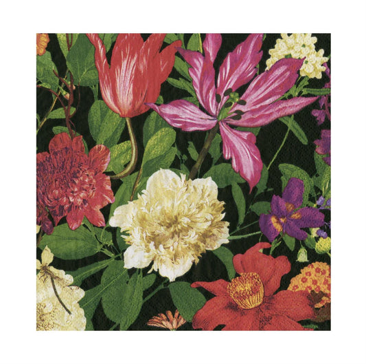 Serviett Lunch Dutch Floral Black