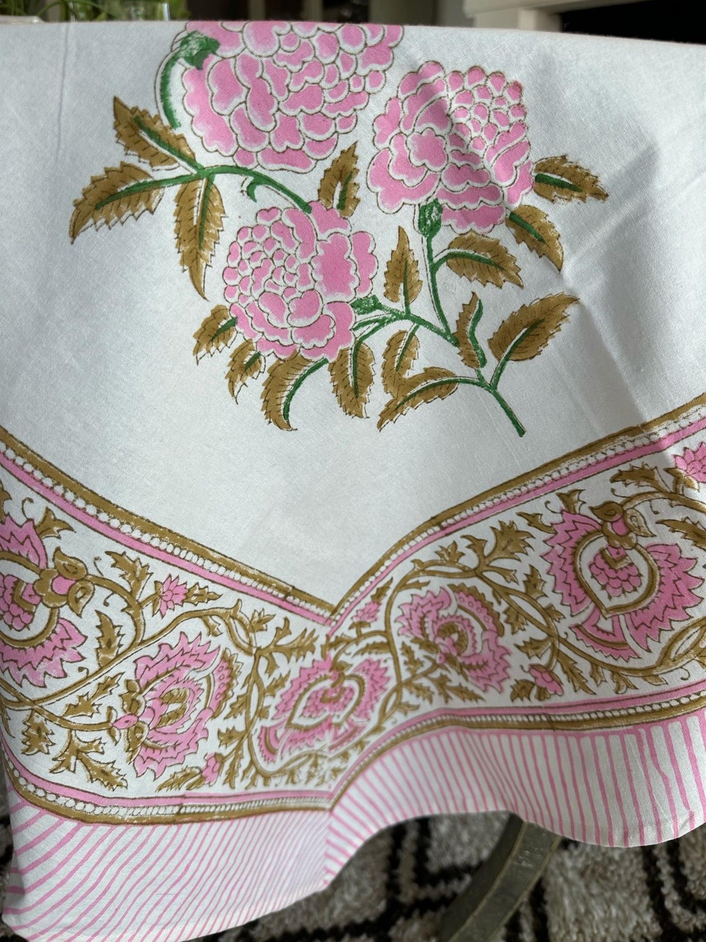 Duk blokktrykk 150x250cm Roses