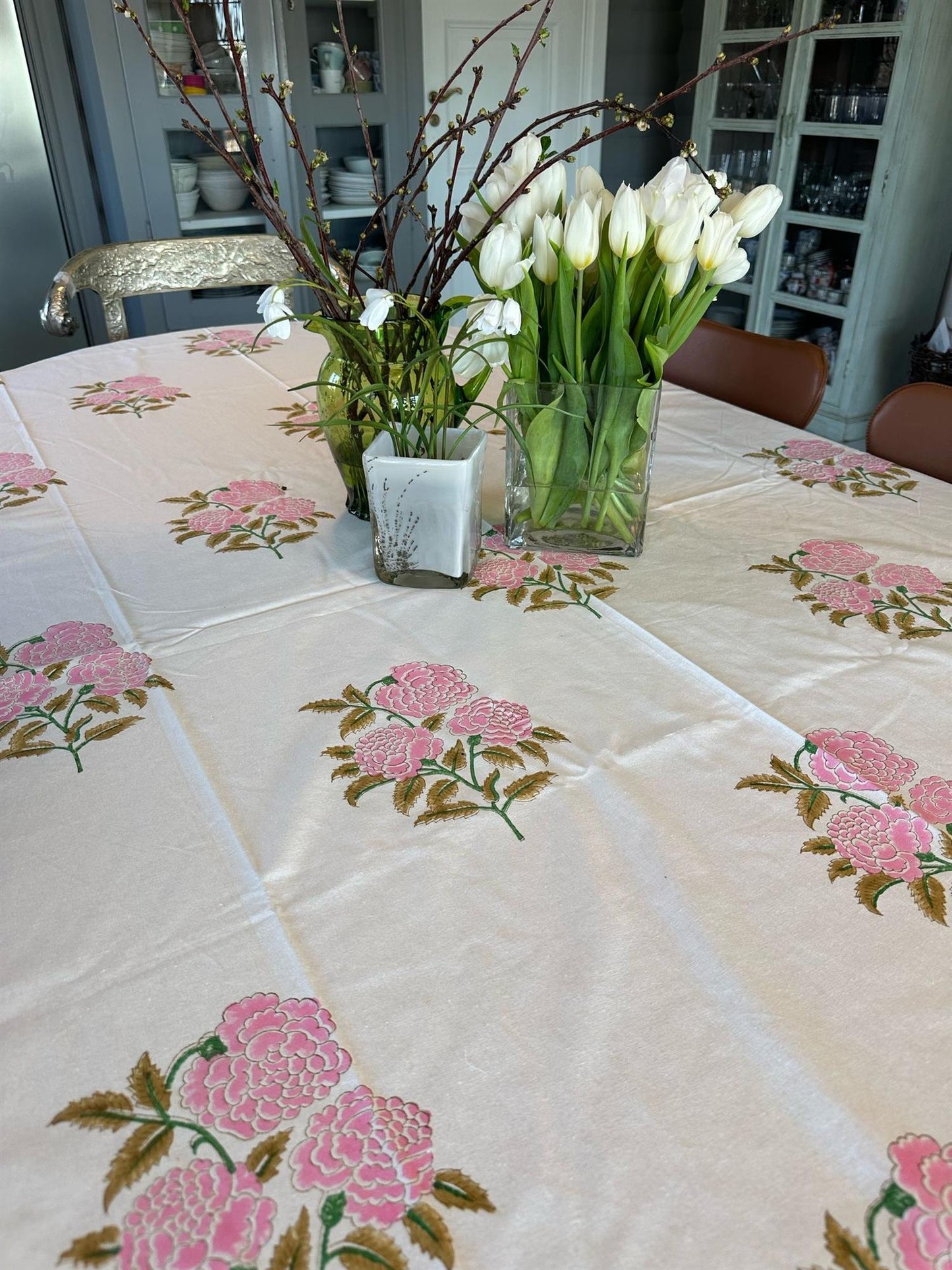 Duk blokktrykk 150x250cm Roses