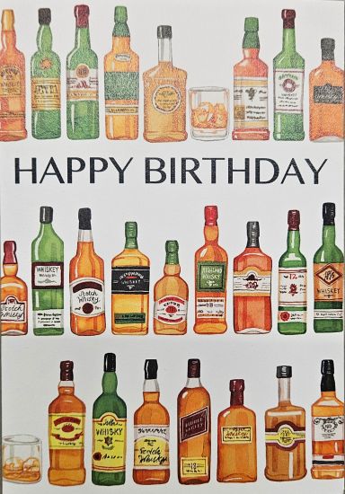 Kort m/konvolutt Happy Birthday Bottles