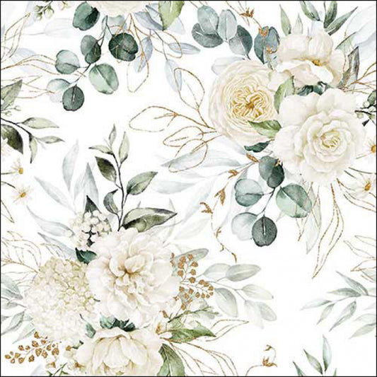 Serviett lunch Eucalyptus and roses