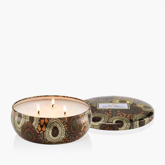 Baltic Amber 3 wick tin Candle 40 timer