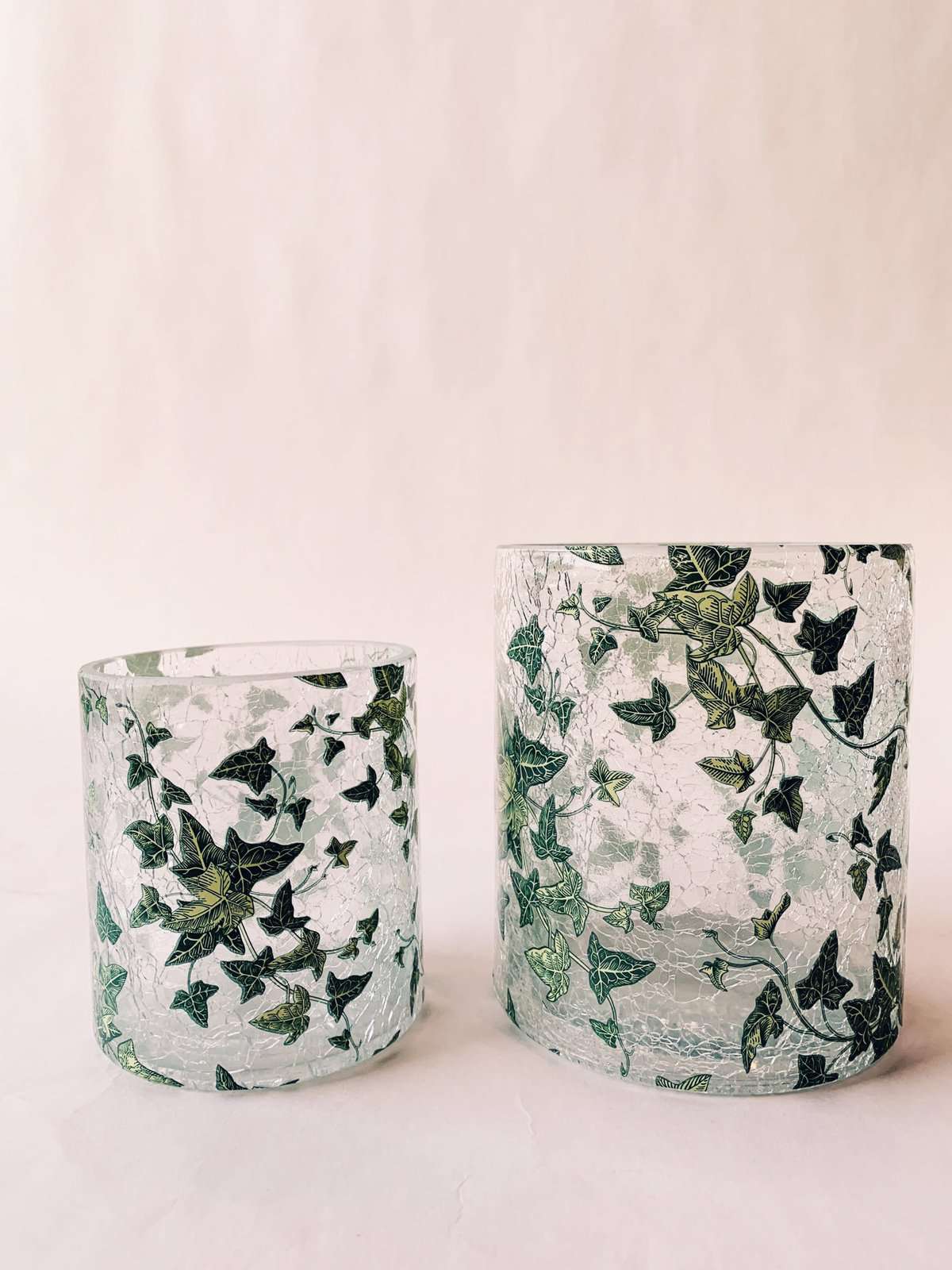 Lysglass retro eføy 9x10 cm