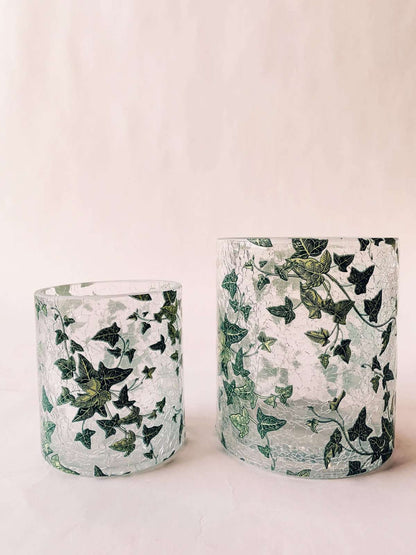 Lysglass retro eføy 9x10 cm