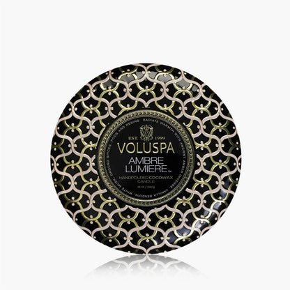 Ambre Lumiere 3 Wick Tin Candle 40 Timer