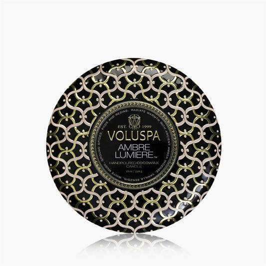 Ambre Lumiere 3 Wick Tin Candle 40 Timer