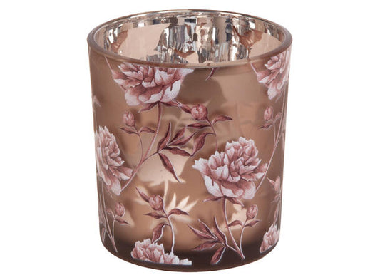 Lysglass peoner rosa/gråbrun 7,3x8cm