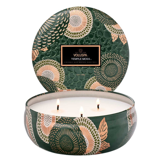 Temple Moss 3 Wick Tin Candle 40 Timer