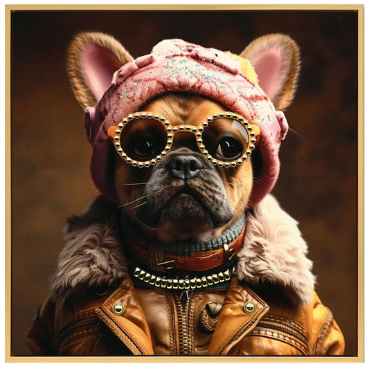 Lerretsbilde hund rosa 53x53 cm