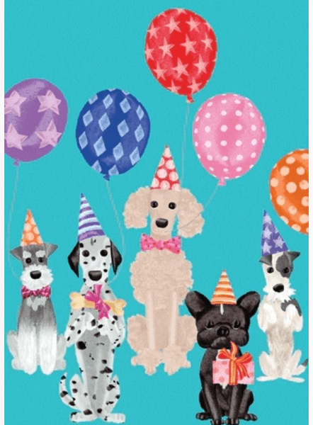 Kort m/konvolutt Birthday dogs