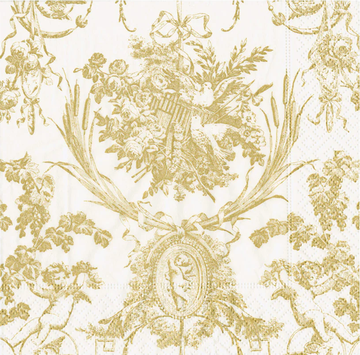 Serviett lunch romantic toile gold