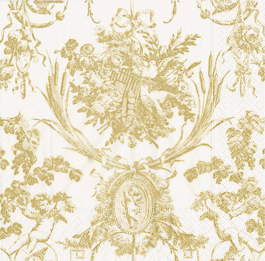 Serviett lunch romantic toile gold