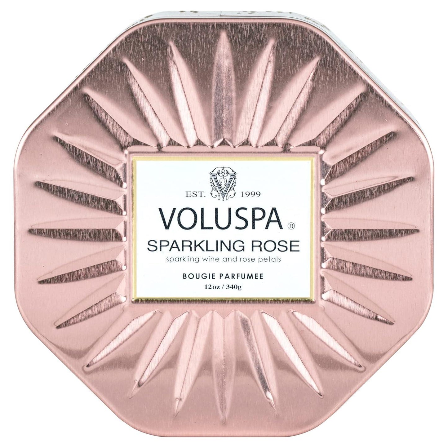 Sparkling Rose Octagon Tin Candle 40 Timer