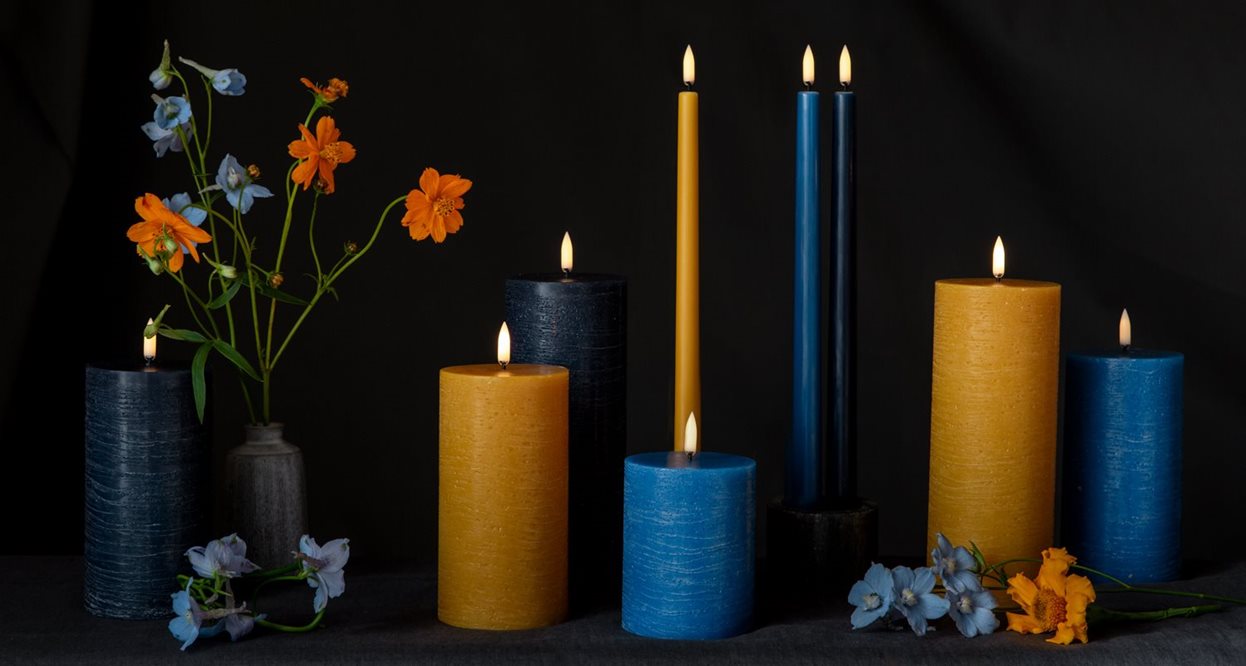 LED pillar candle rustic metallic silver 7,8x15 cm
