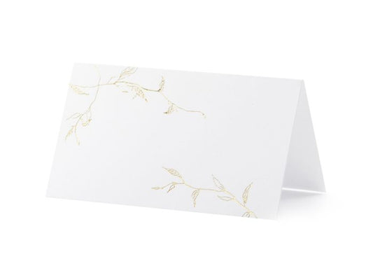 Bordkort branches hvit/gull 10 stk