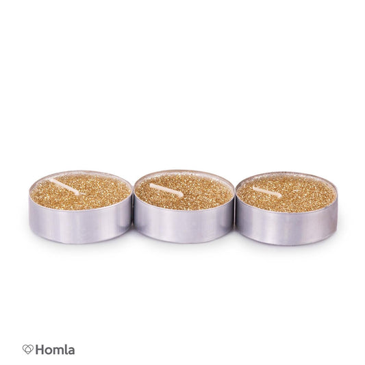 Telys stort gull m/glitter 3pk