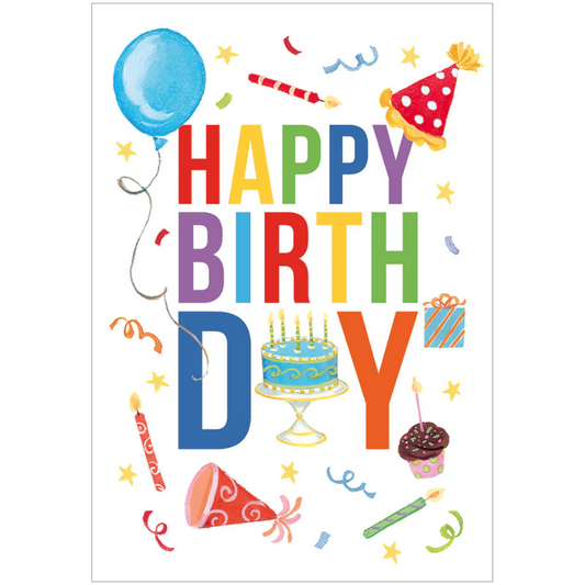 Kort m/konvolutt Happy Birthday Icons