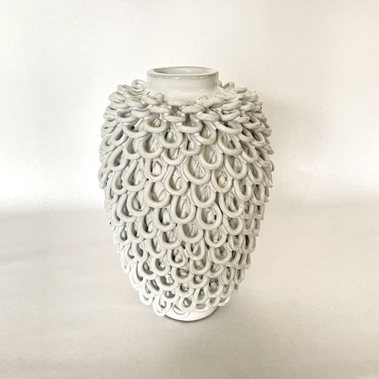 Vase hvit 33 cm