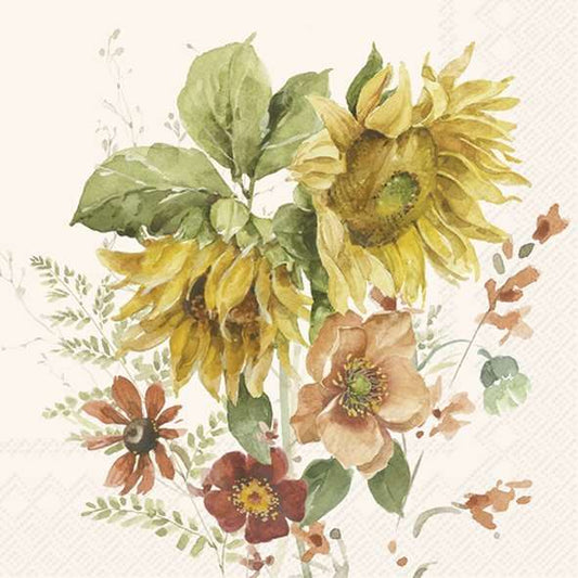 Serviett kaffe Late summer flowers cream